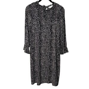 Max Studio Women's Black & White Polka Dot Long Sleeve Dress - Medium